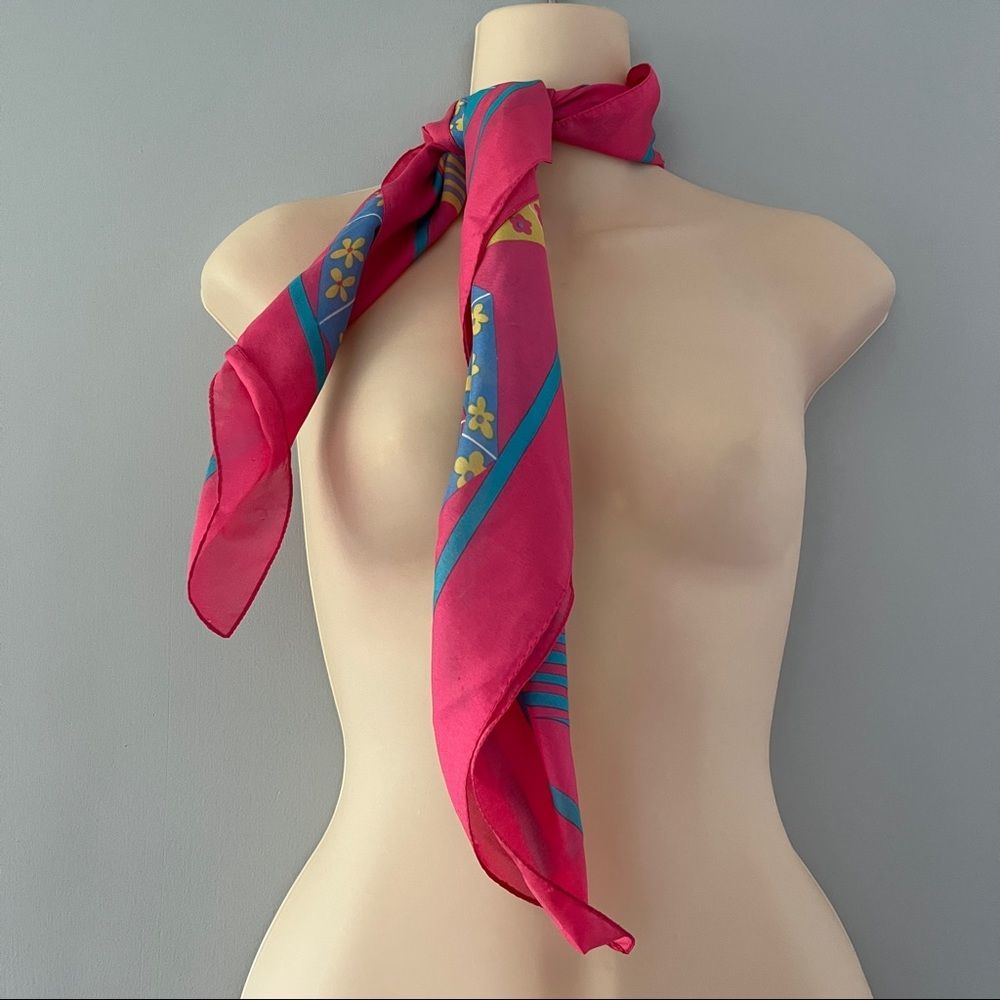 Vintage Colorful Floral Umbrella Print Square Scarf